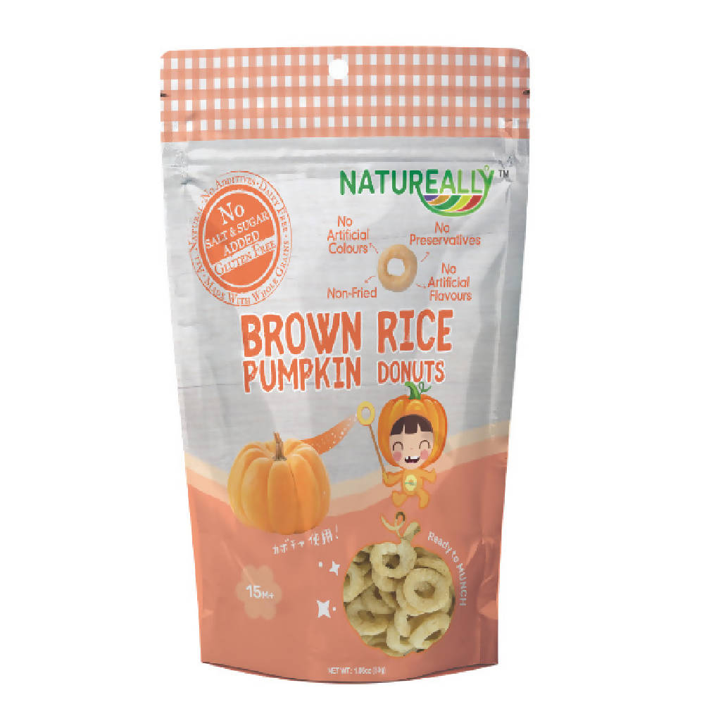 Value Pack Of 6x30g NATUREALLY Brown Rice On The Go Puff Pumpkin Donuts (No Sugar, Salt and MSG Added) - WERONE