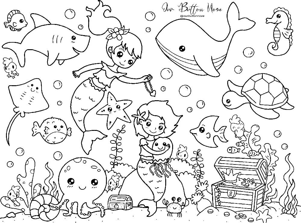 Reusable Silicone Colouring Mat by Our Button Nose 20cm x 15cm - Under the Ocean series - WERONE