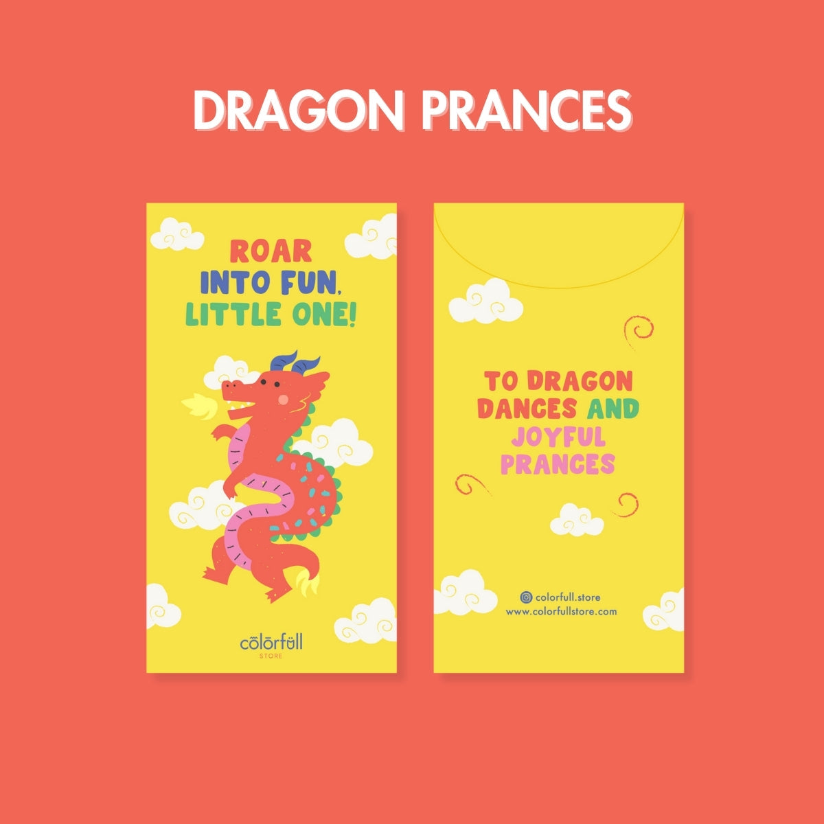 Dragon Prances Angpao Sampul Duit Raya Money Envelopes (Pack of 8)