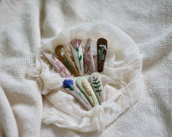 Linen Embroidery Hairpins