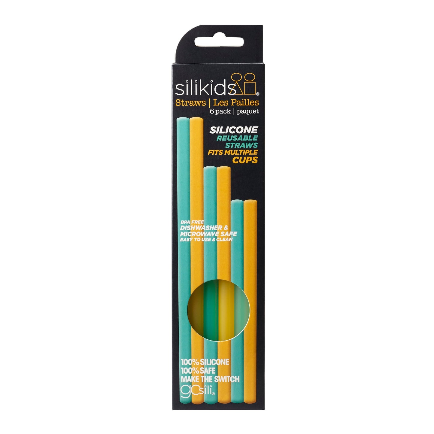 Multi-length Silicone Straws, 6pk