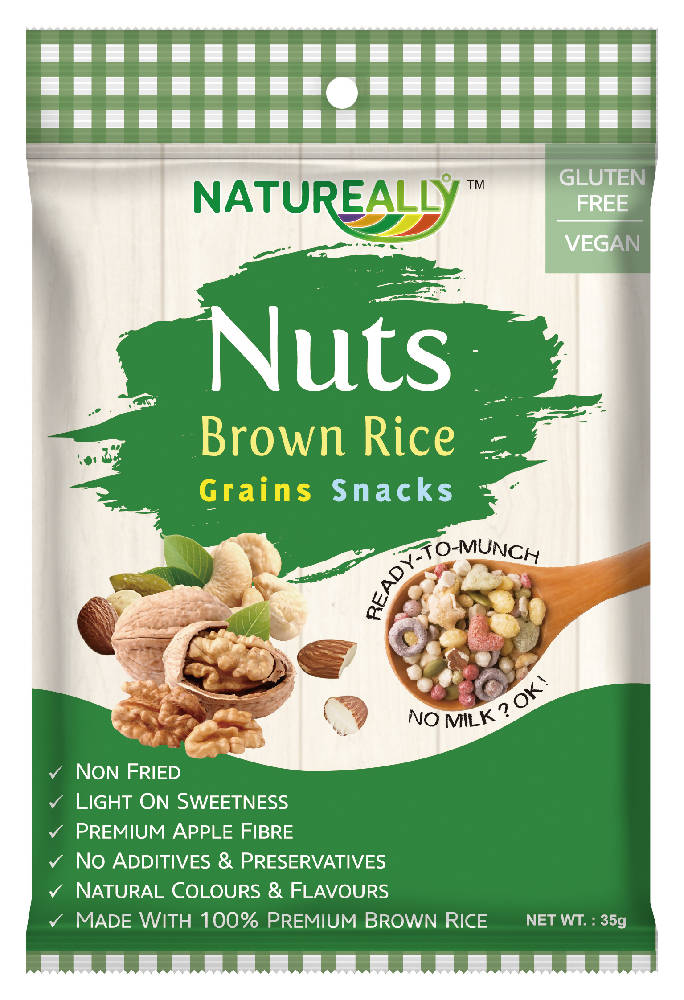 Value Pack Of 6x35g NATUREALLY™™ Brown Rice and Nuts Grains Snacks Cereal (Gluten Free) - WERONE