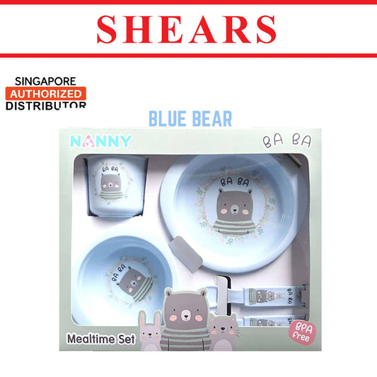 Shears Baby Feeding Set Nanny 5pcs Set Blue Bear - WERONE