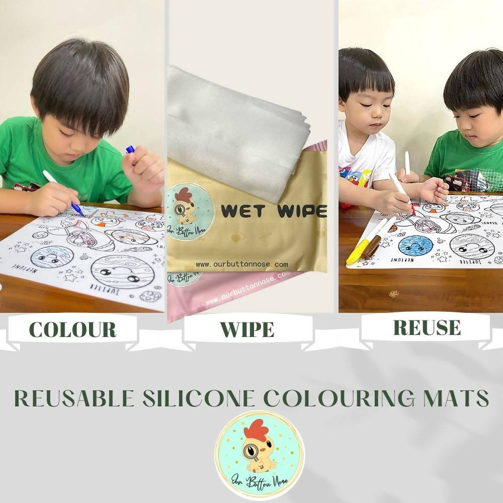 Reusable Silicone Colouring Mat 40x30cm – Past Present and Future of Singapore (SDC Collaboration) - WERONE