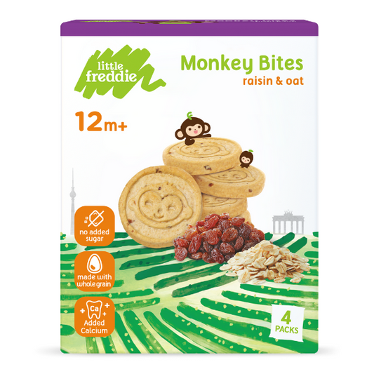 Little Freddie Organic Baby Food Monkey Bites - Oats & Raisins 80g - WERONE