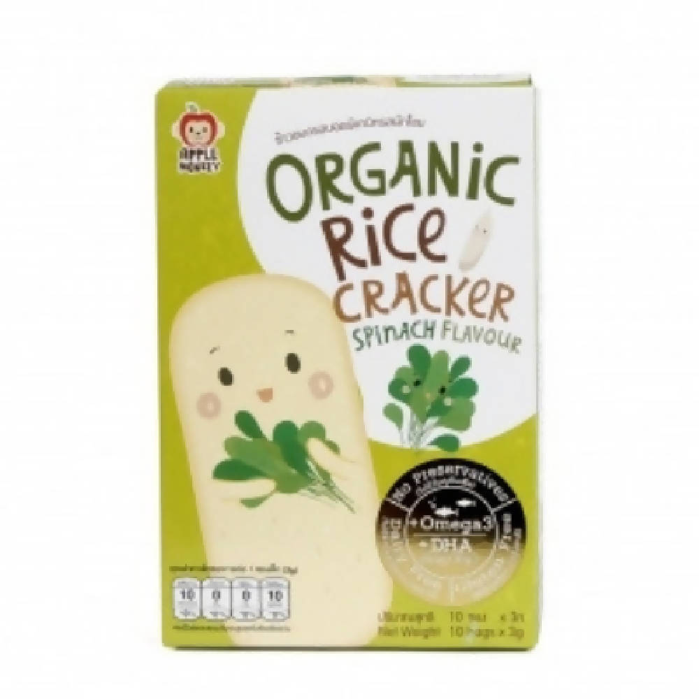 Apple Monkey Organic Rice Cracker - Spinach - 30g (10x3g) - WERONE