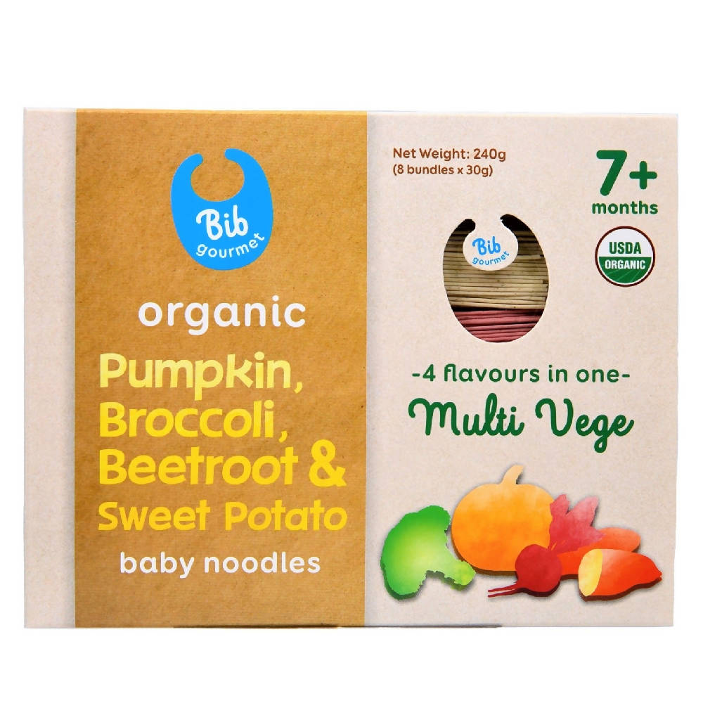 Bib Gourmet Organic Pumpkin, Broccoli, Beetroot & Sweet Potato Baby Noodles (30g x 8) - WERONE