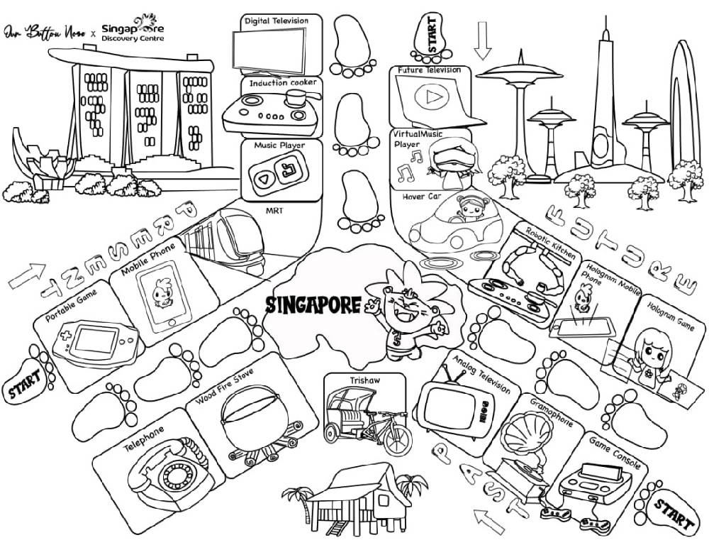 Reusable Silicone Colouring Mat 40x30cm – Past Present and Future of Singapore (SDC Collaboration) - WERONE
