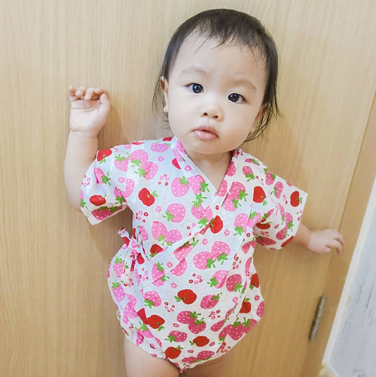 [Made in Japan] Baby Girl Kids Strawberry Apple Jinbei (Yukata/Kimono) - WERONE