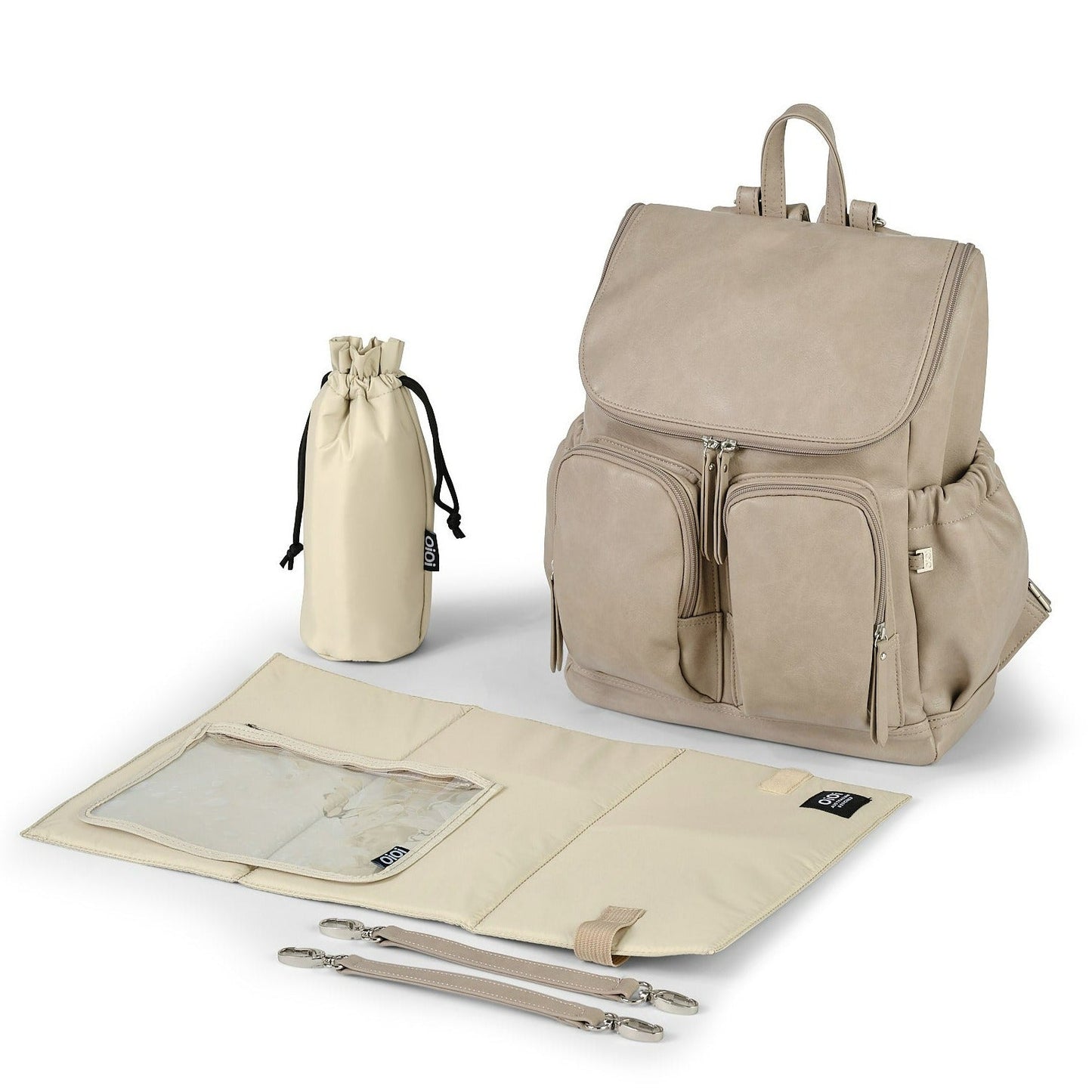 Signature Diaper Backpack - Taupe Vegan Leather