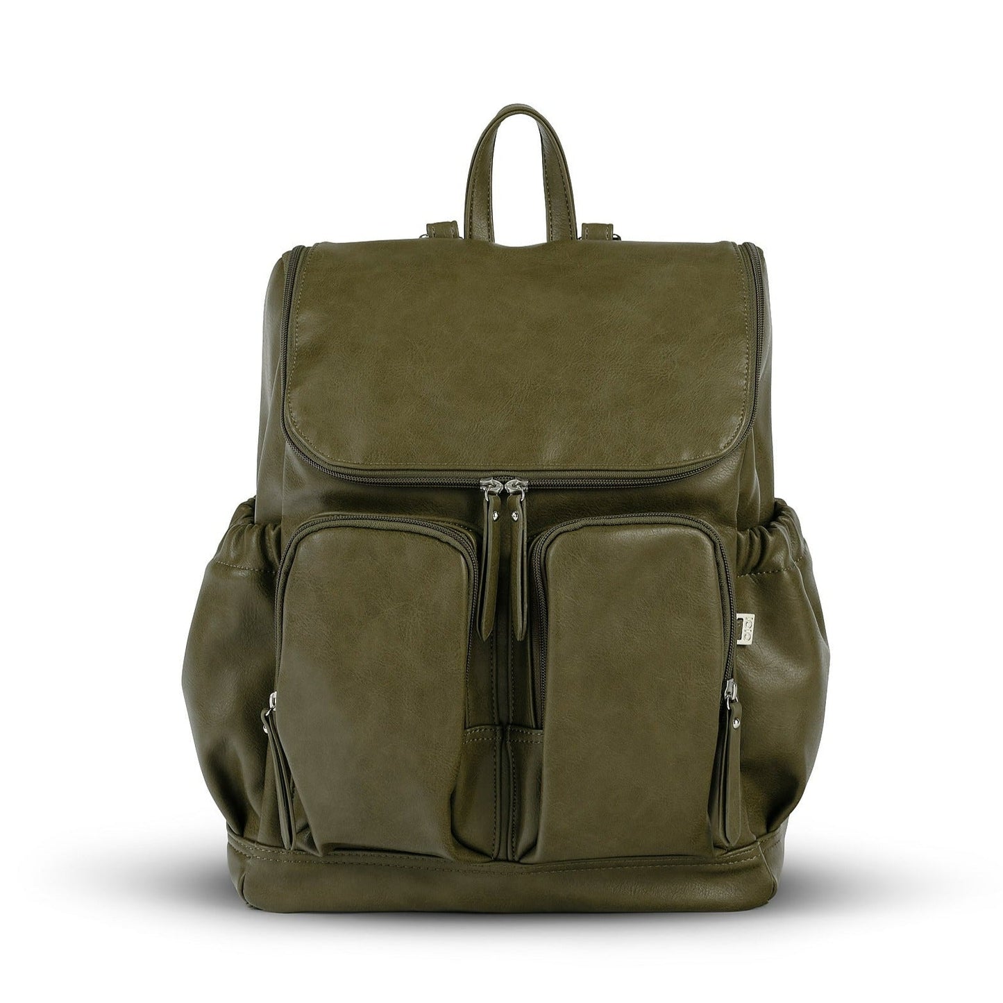 Faux Leather Diaper Backpack - Olive