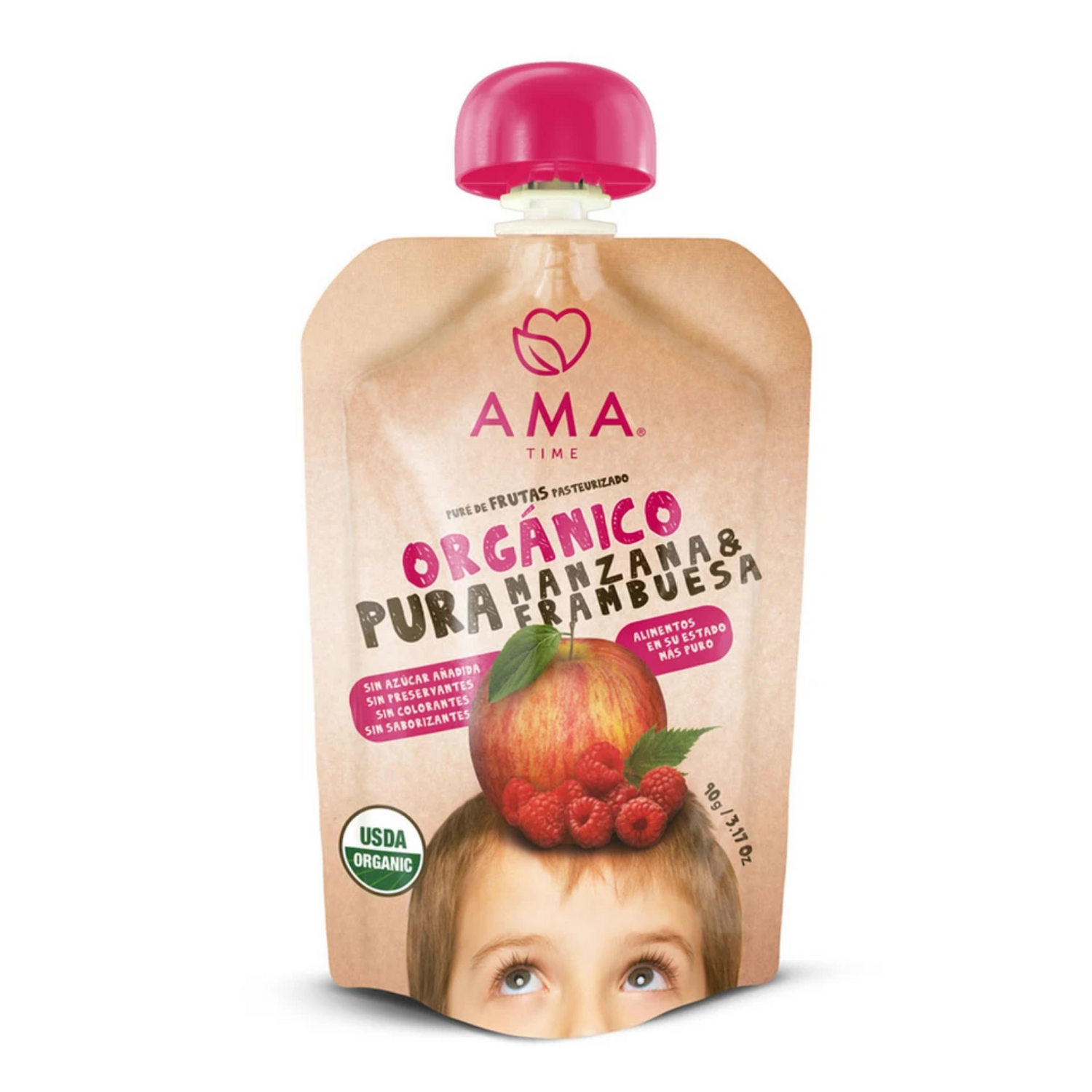 AMA Time Organic Apple & Raspberry Puree (6m+) - WERONE