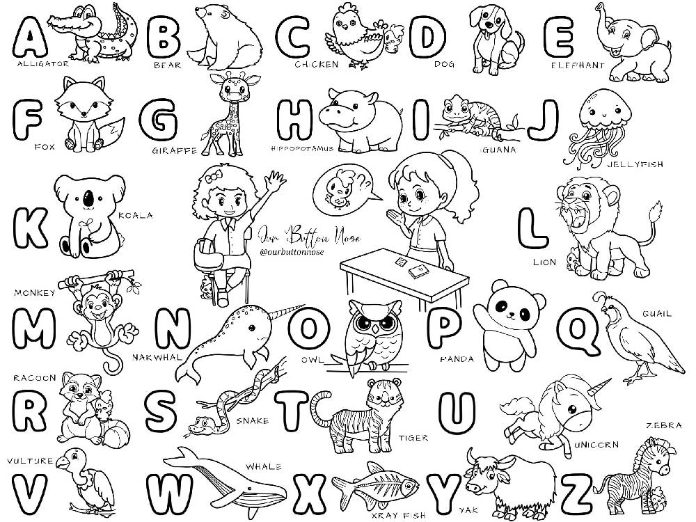 Reusable Silicone Colouring Mat by Our Button Nose 40cm x 30cm - Learning ABC series - WERONE
