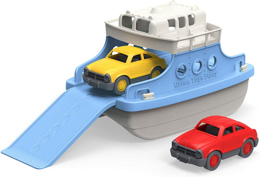 Green Toys Ferry Boat with Mini Cars Bathtub Toy, Blue/White - WERONE