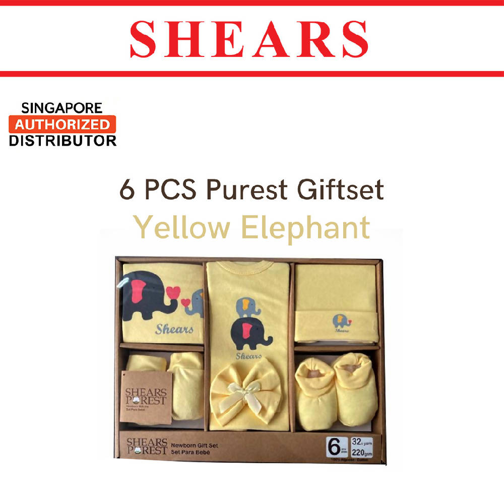 Shears Purest Gift Set 6pc Baby Gift Set Yellow Elephant - WERONE