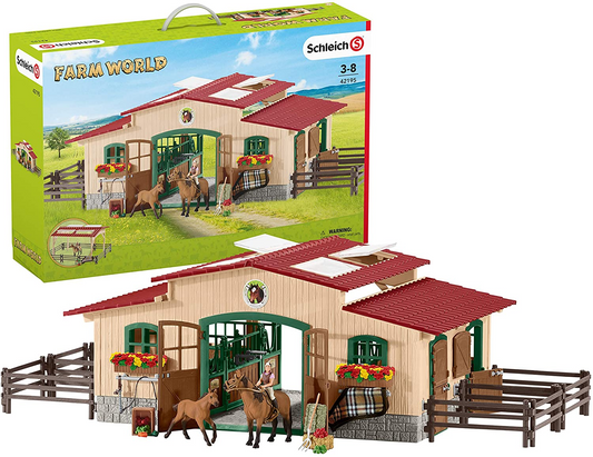 Schleich Stable with horses and accessories Playset, 22.4 x 15 x 5.5" - WERONE