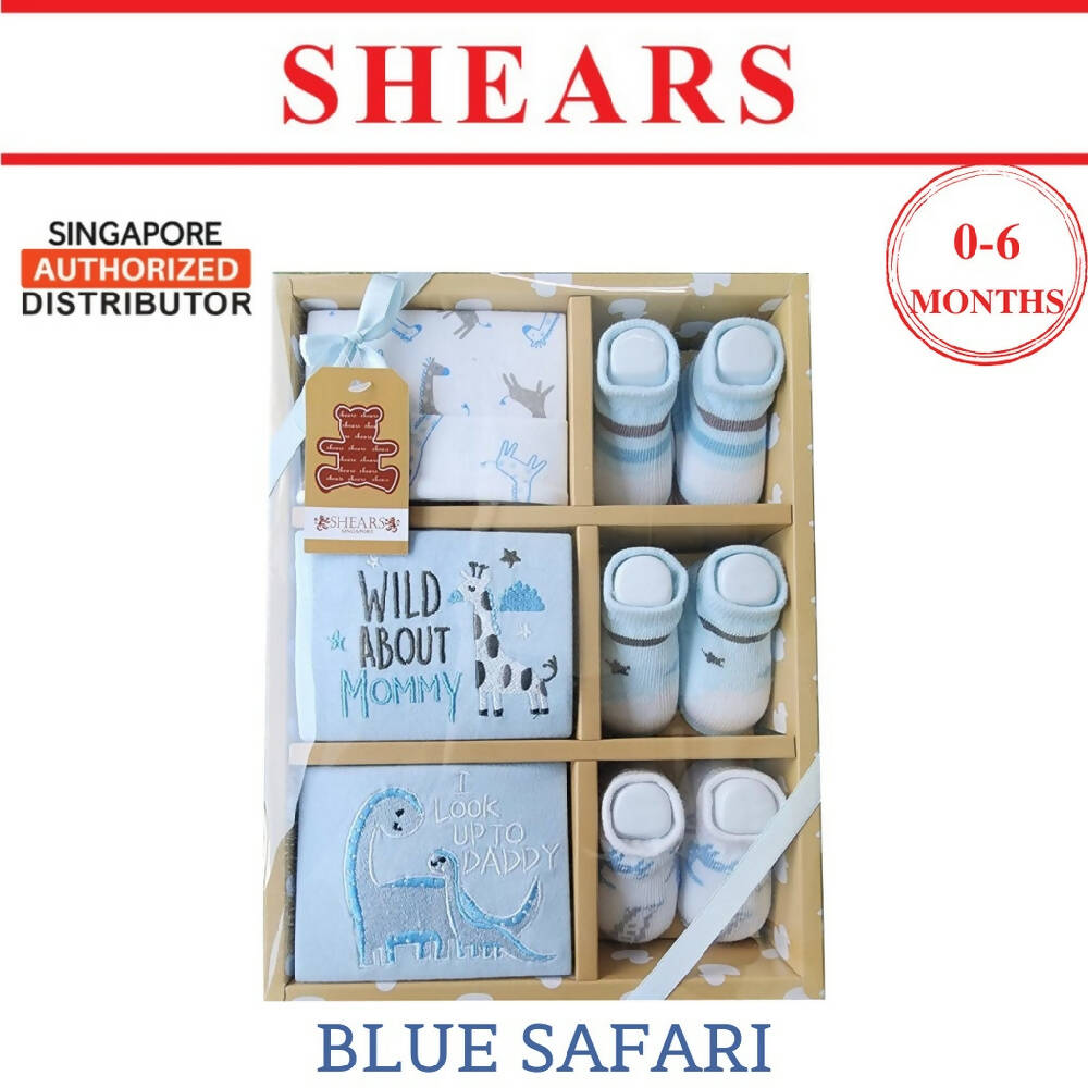 Shears Baby Gift Set Essential 6 Pcs Gift Set Ideal for Newborn BLUE SAFARI - WERONE