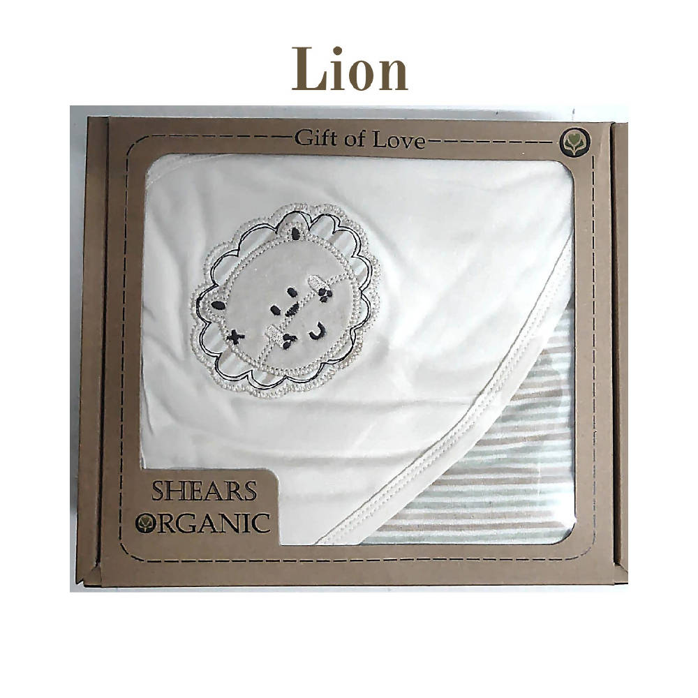Shears Hooded Blanket Organic Baby Hooded Blanket Lion SOGBKLION - WERONE