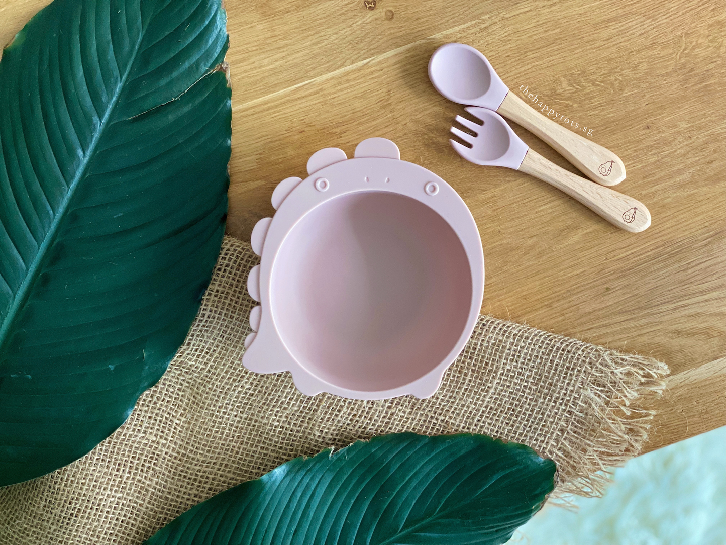 Chompy Dinosaur Bowl & Cutlery Set - Sage - WERONE