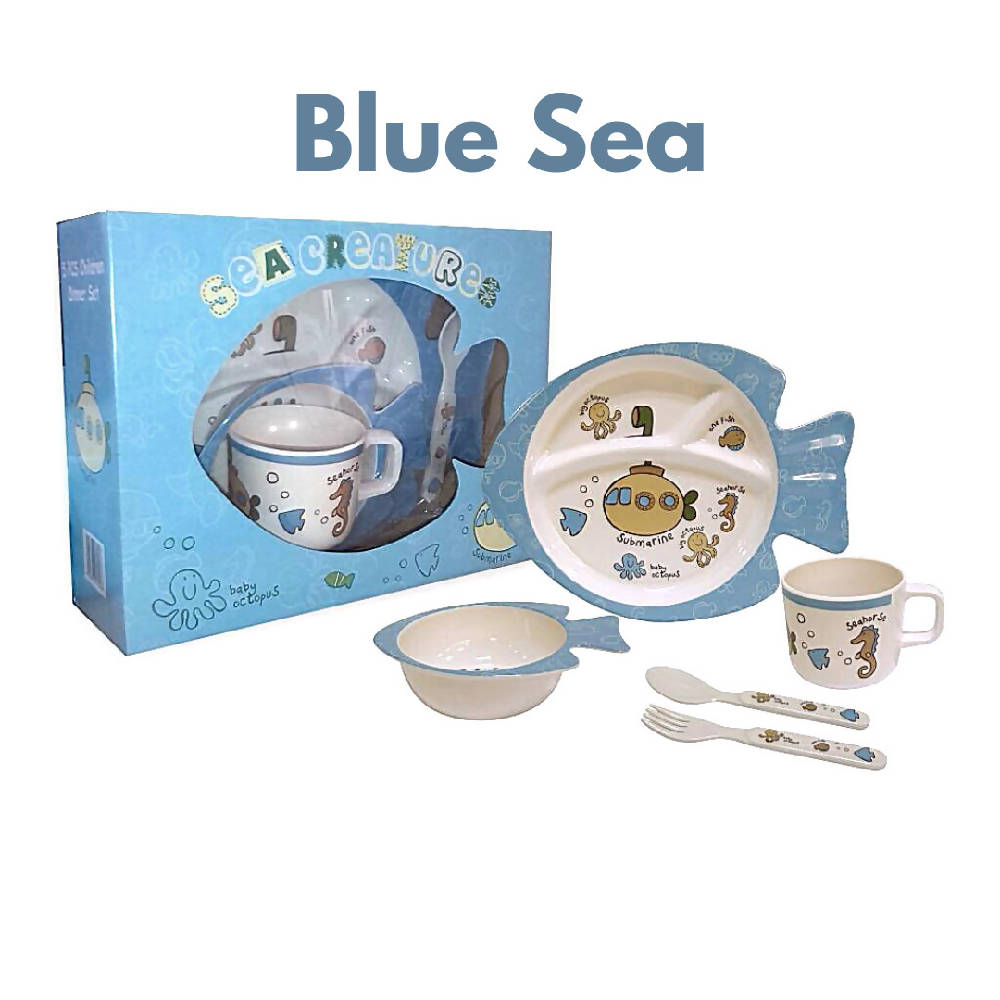 Shears Baby Feeding Set Melamine 5pcs Set Blue Sea - WERONE