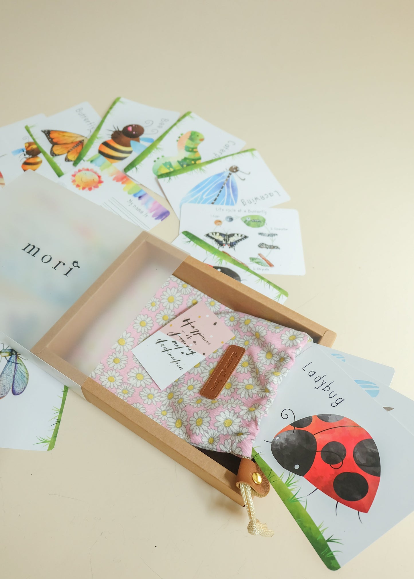 Kids Rewritable In The Garden Flashcards + Drawstring Pouch - WERONE