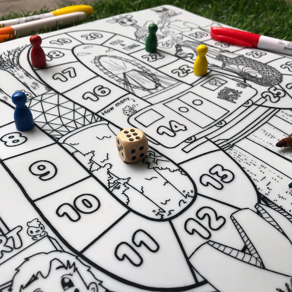 Reusable Silicone Colouring Mat by Our Button Nose 40cm x 30cm - Singapore Game and Colour mat series - WERONE