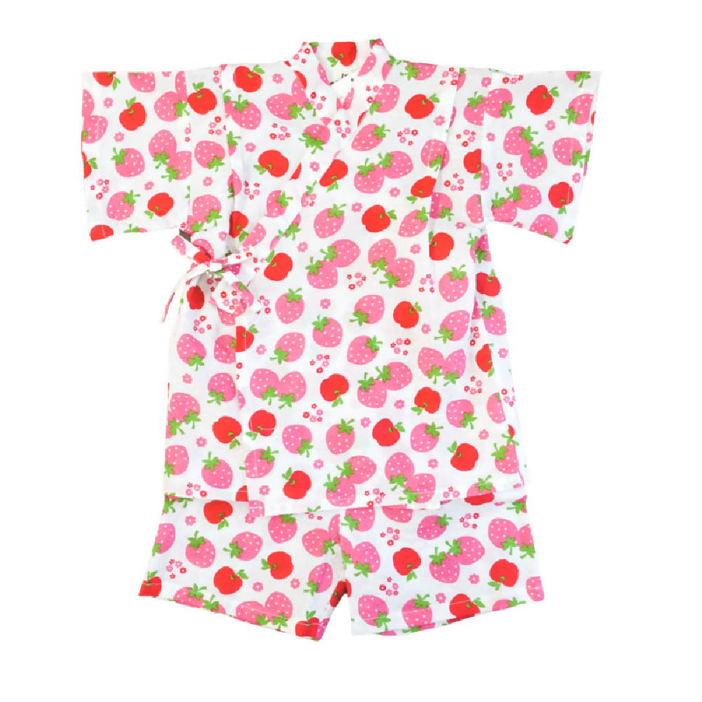 [Made in Japan] Baby Girl Kids Strawberry Apple Jinbei (Yukata/Kimono) - WERONE