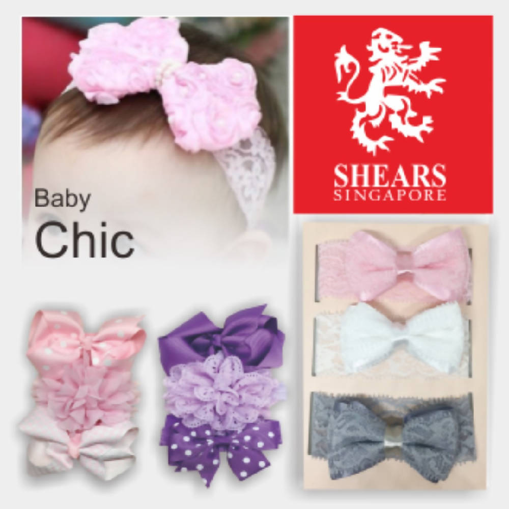 Shears Baby Infant Headband Toddler Lace Headdress Purple Ribbon - WERONE