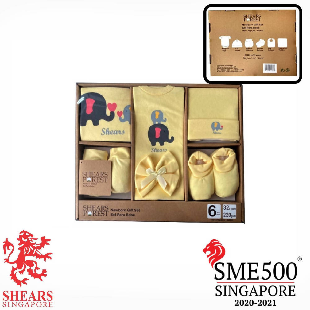 Shears Purest Gift Set 6pcs Baby Gift Set Yellow Elephant SGP6YE - WERONE