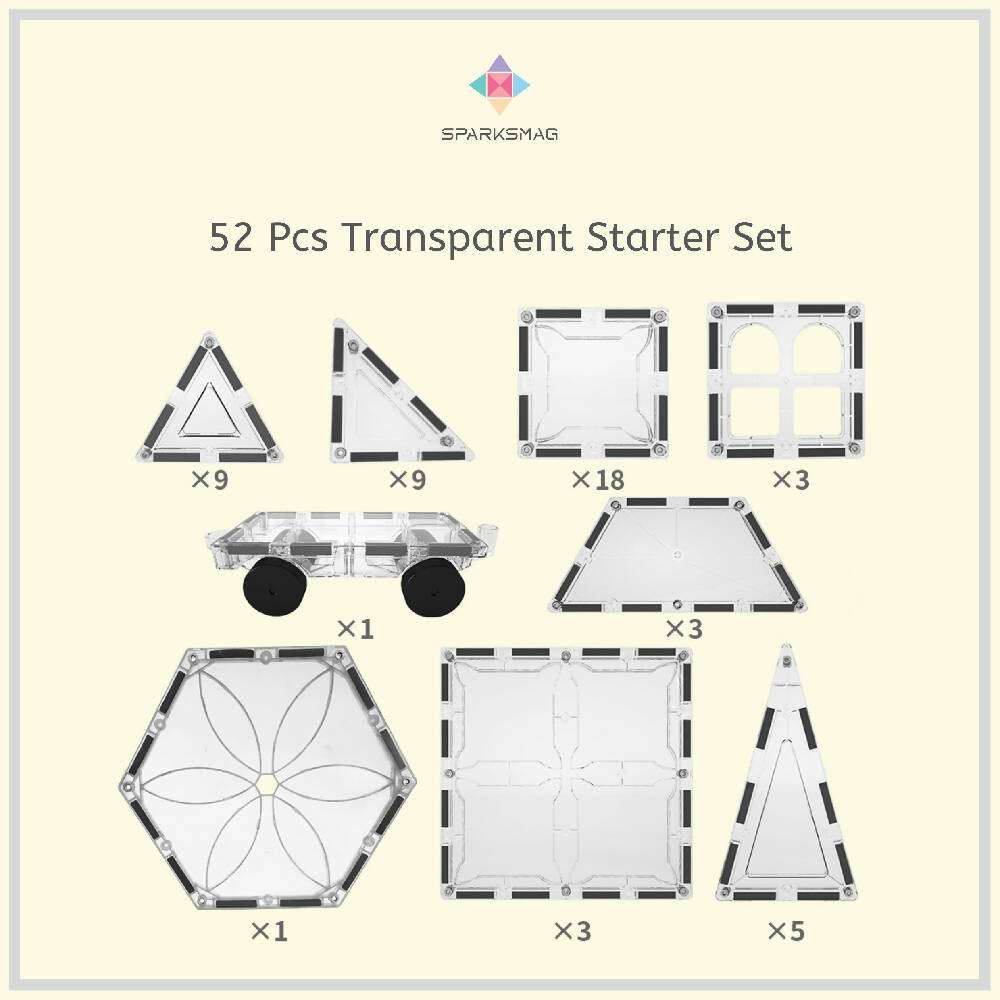 SparksMag Magnetic Tiles Transparent Set - WERONE