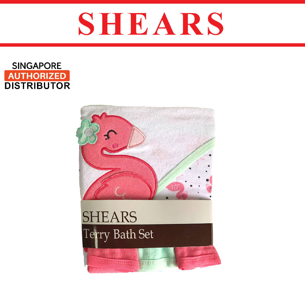 Shears Baby Bath Set 4 Pcs Terry Bath Set Pink Flamingo - WERONE