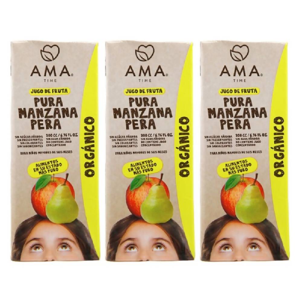 AMA Time Organic Pear and Apple Juice 200ml - Pack of 3 - WERONE