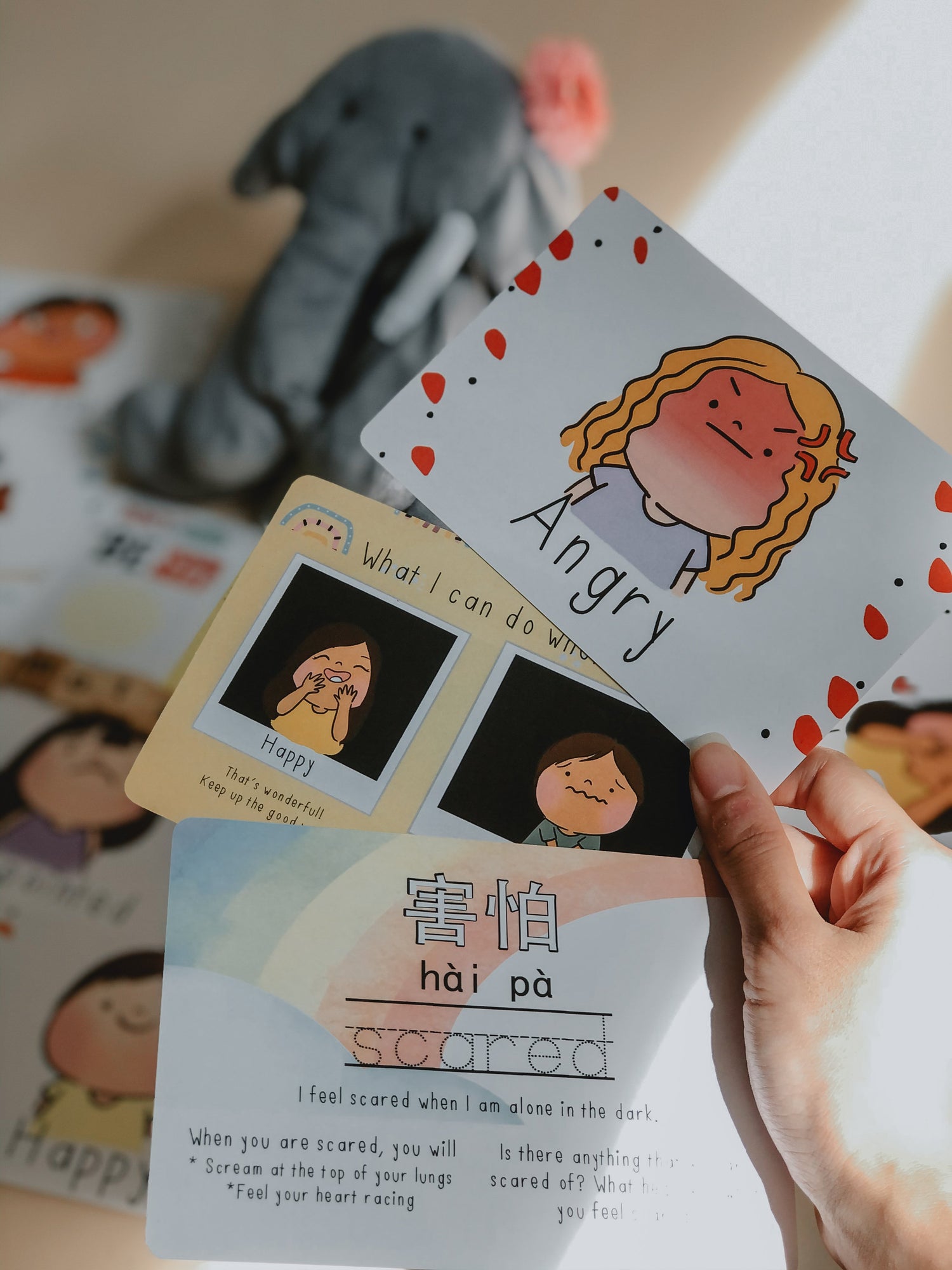 Kids Emotions Rewritable Flashcards + Drawstring Pouch - WERONE