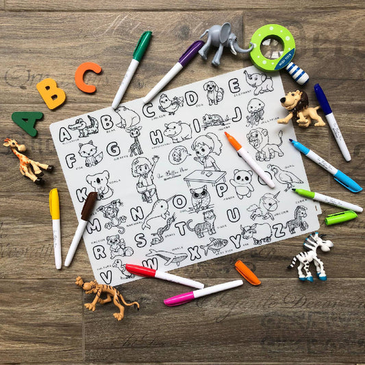 Reusable Silicone Colouring Mat by Our Button Nose 40cm x 30cm - Learning ABC series - WERONE