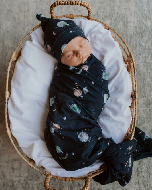 Snuggle Hunny Kids Baby Jersey Wrap & Beanie Set (Milky Way) - WERONE