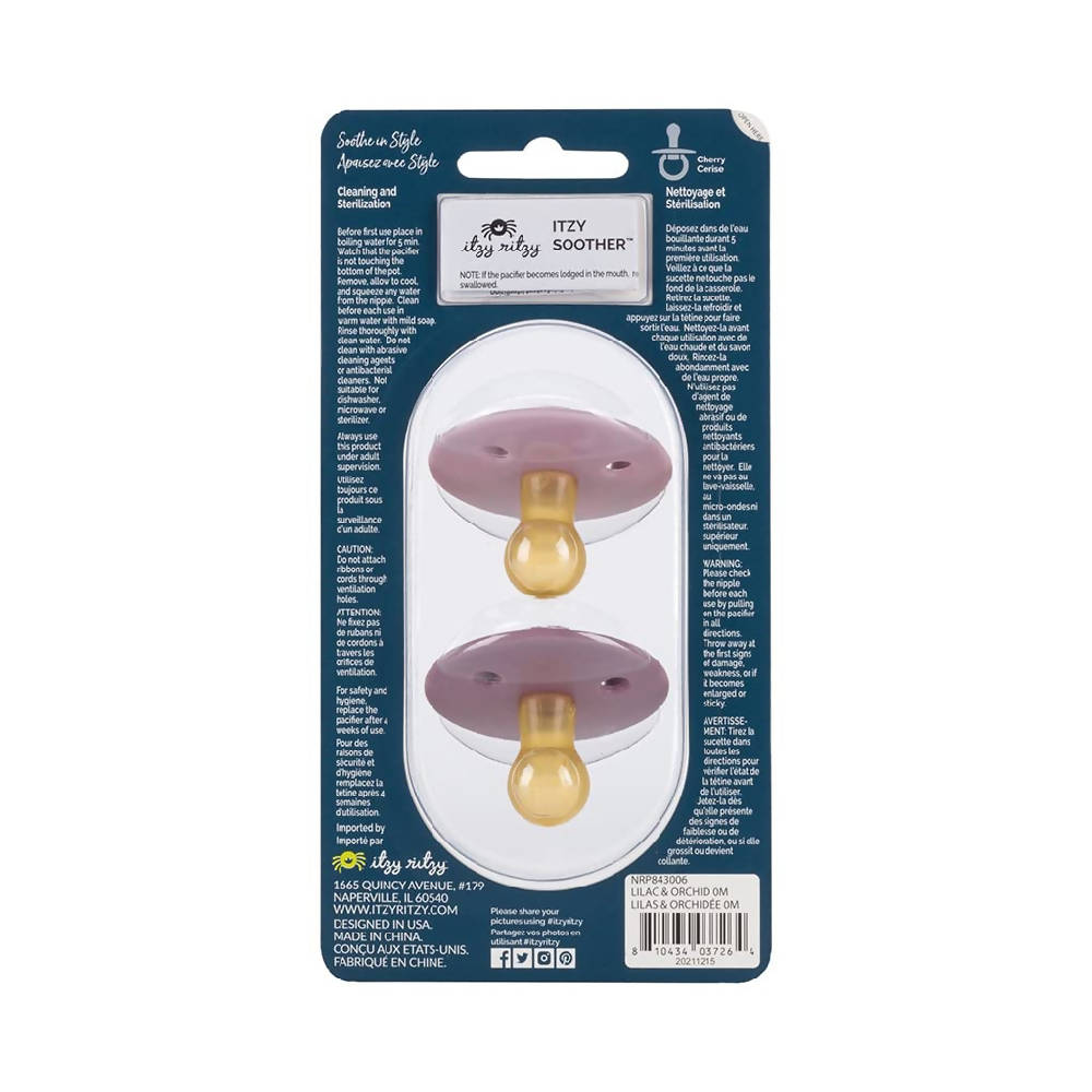 Itzy Soother™ Natural Rubber Pacifier - 0-6M - 2 Pack - Orchid + Lilac - WERONE