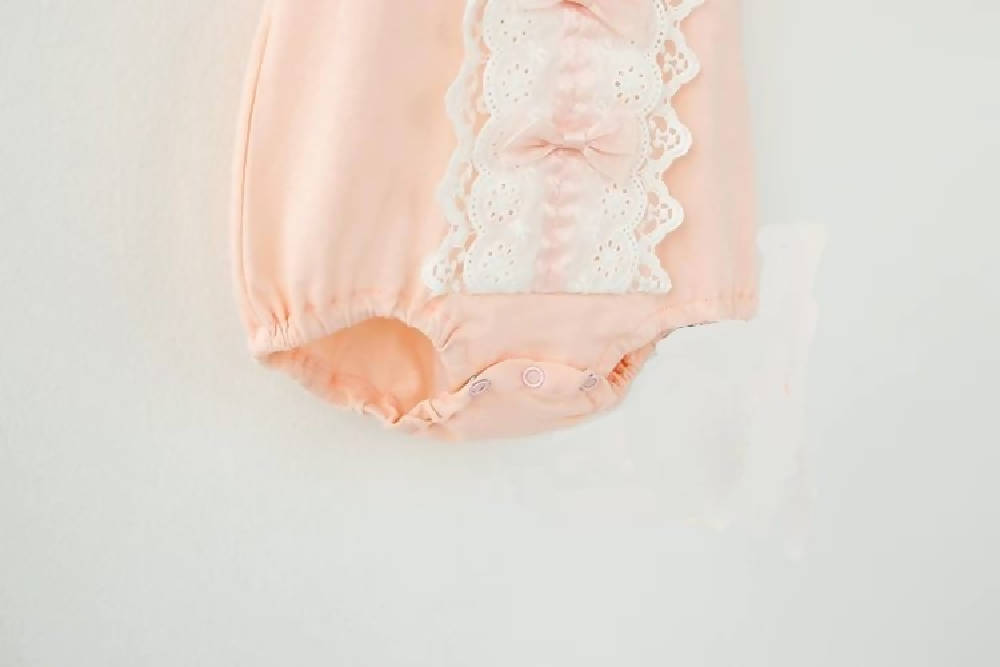 Baby Girl Pink Bodysuit with lace and ribbons - WERONE