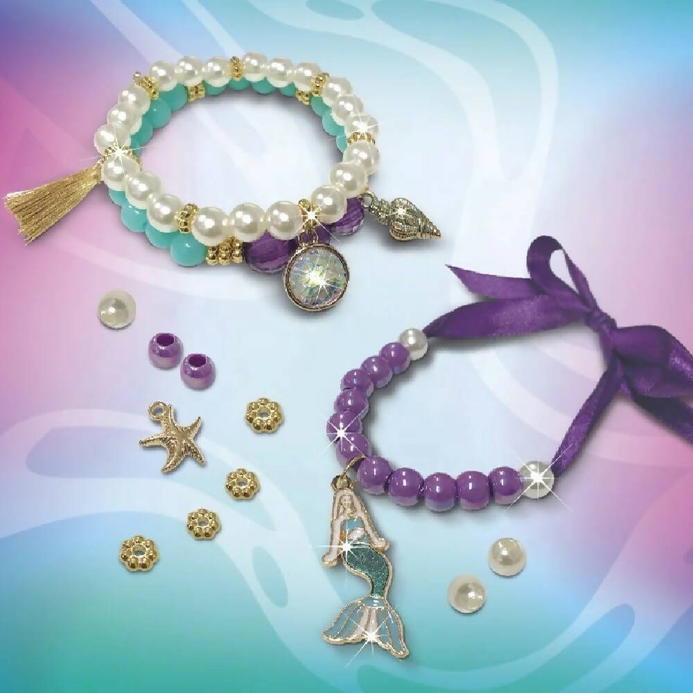 Diy Toys set Charm Pendant necklace jewelry bead bracelet for kids (Mermaid/Galaxy design) - WERONE