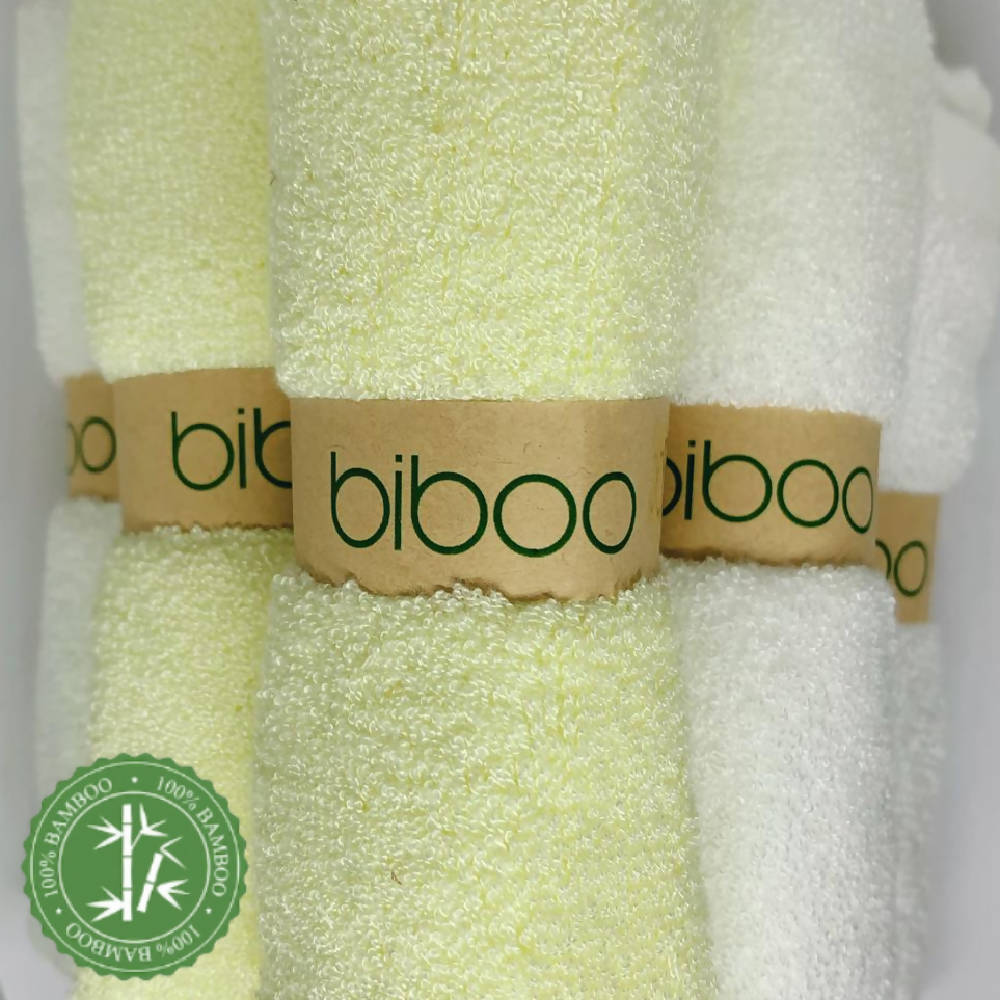 100% Bamboo Baby Wash Cloths 6 Pc 1set By BIBOO (25cm x 25cm) - WERONE