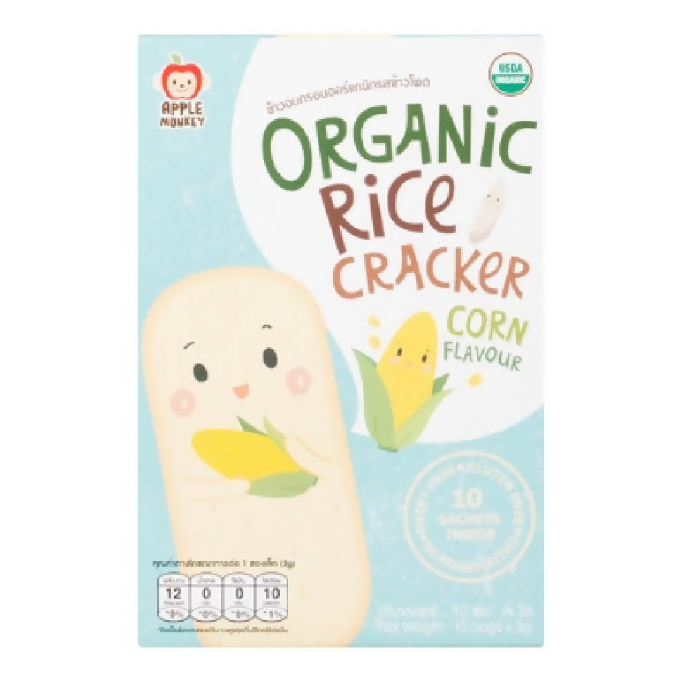 Apple Monkey Organic Rice Cracker - Corn - 30g (10gx3) - WERONE