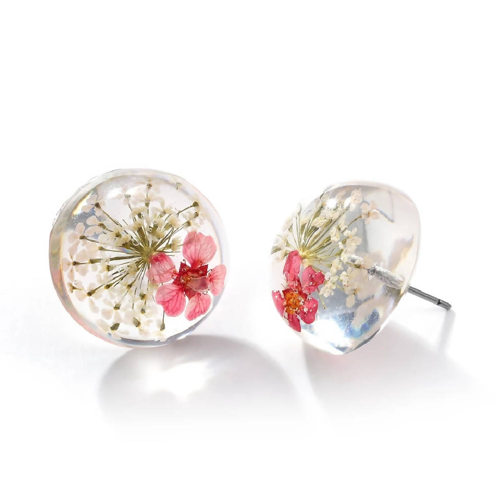 Pink Dried Flowers Acrylic Earrings - WERONE