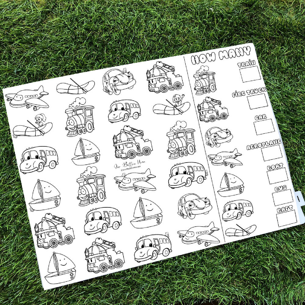 Reusable Silicone Colouring Mat 40cm x 30cm – How Many Vehicles - WERONE