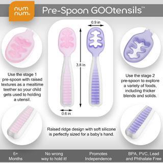 numnum Pre-Spoon GOOtensils 2Pk - Baby Spoon Set, Stage 1 + 2, BPA