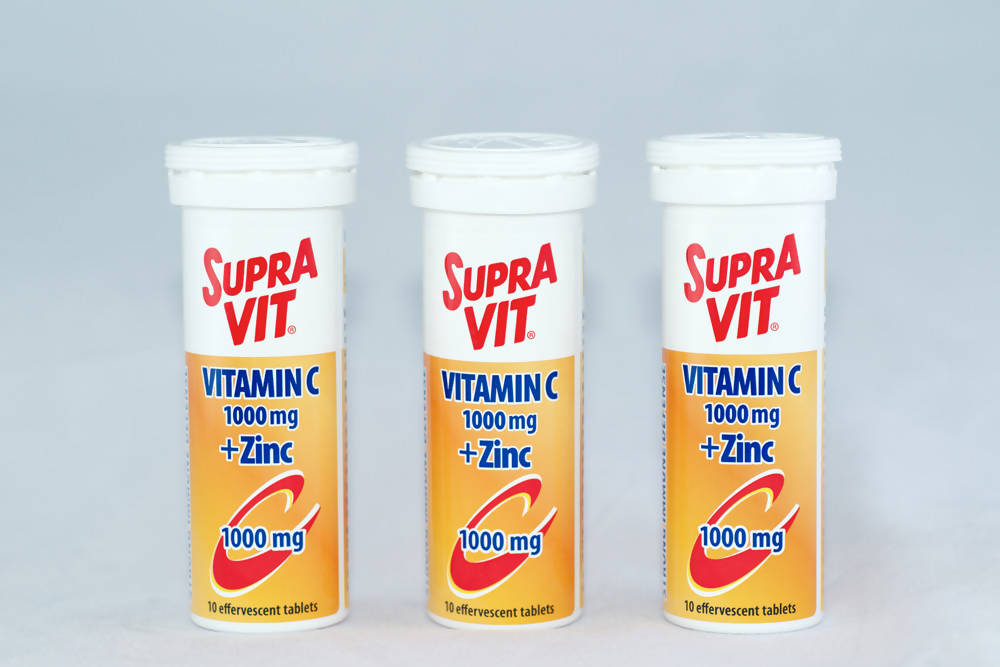 Supravit Vitamin C 1000mg + Zinc Effervescent Tablets 10s (Bundle of 3s)