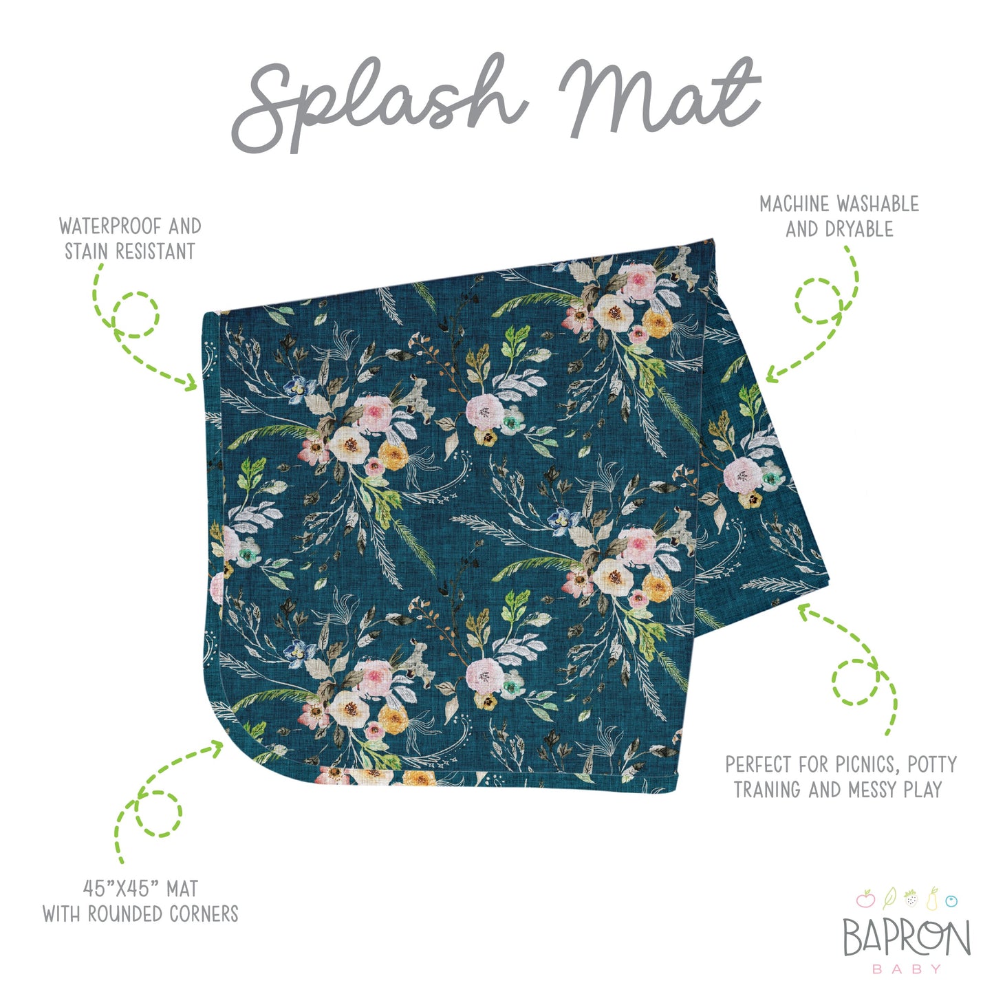 Boho Floral Splash Mat - A Waterproof Catch-All for Highchair Spills - WERONE