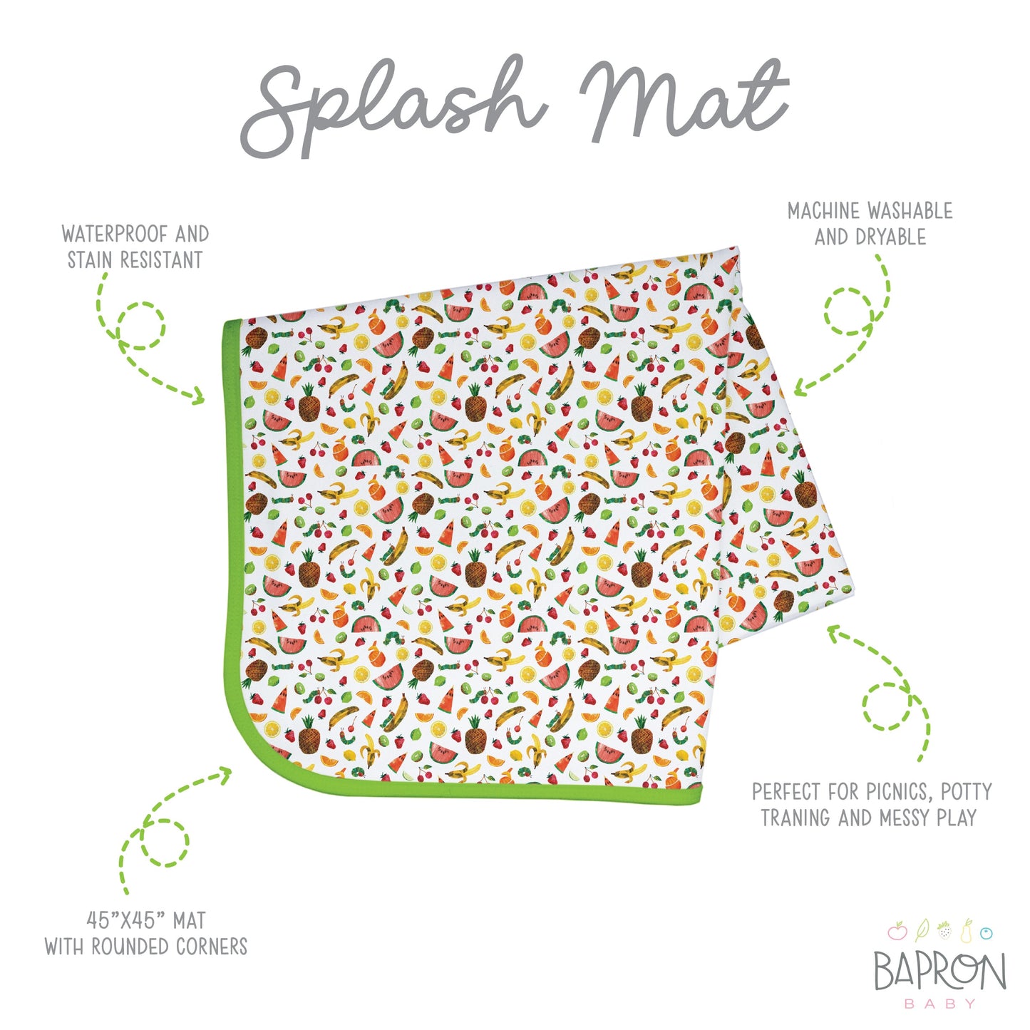 Tropical Fruit Splash Mat - from the World Of Eric Carle - A Waterproof Catch-All for Highchair Spills and More! - WERONE