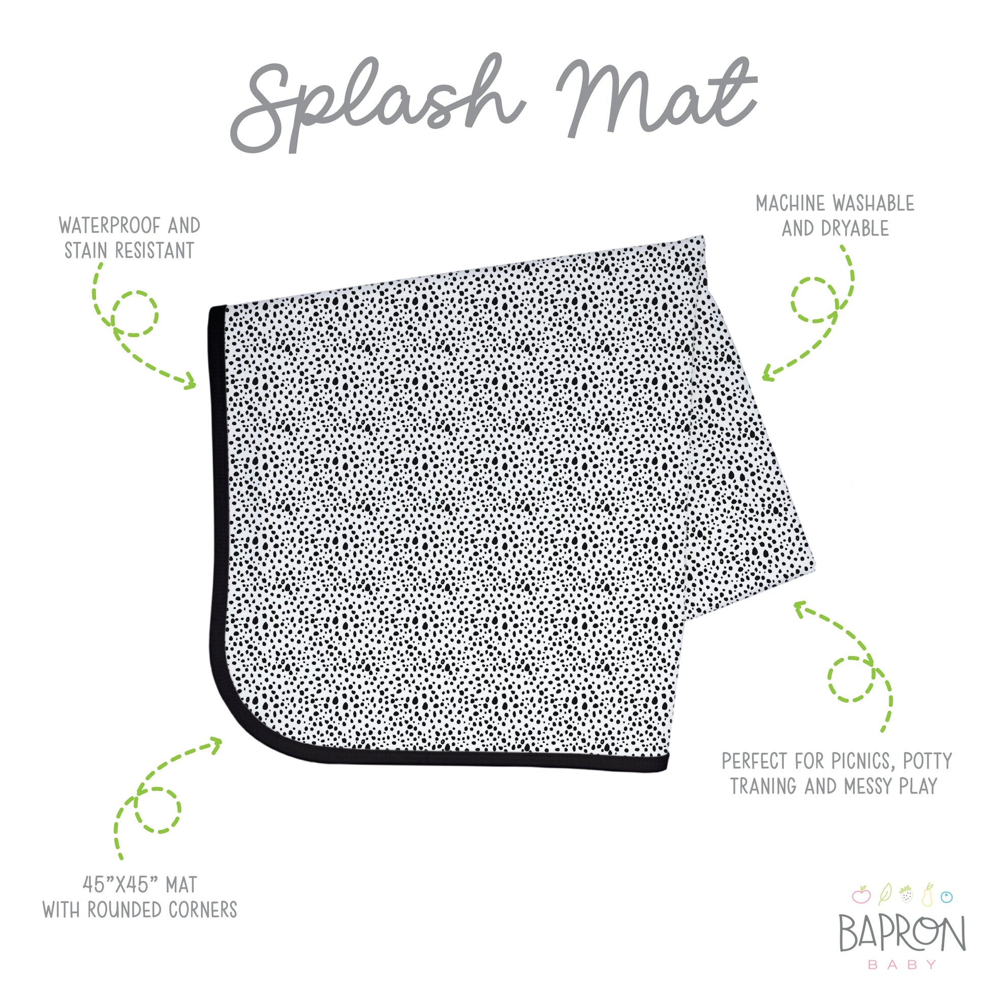 Organic Dot Splash Mat - A Waterproof Catch-All for Highchair Spills and More! - WERONE