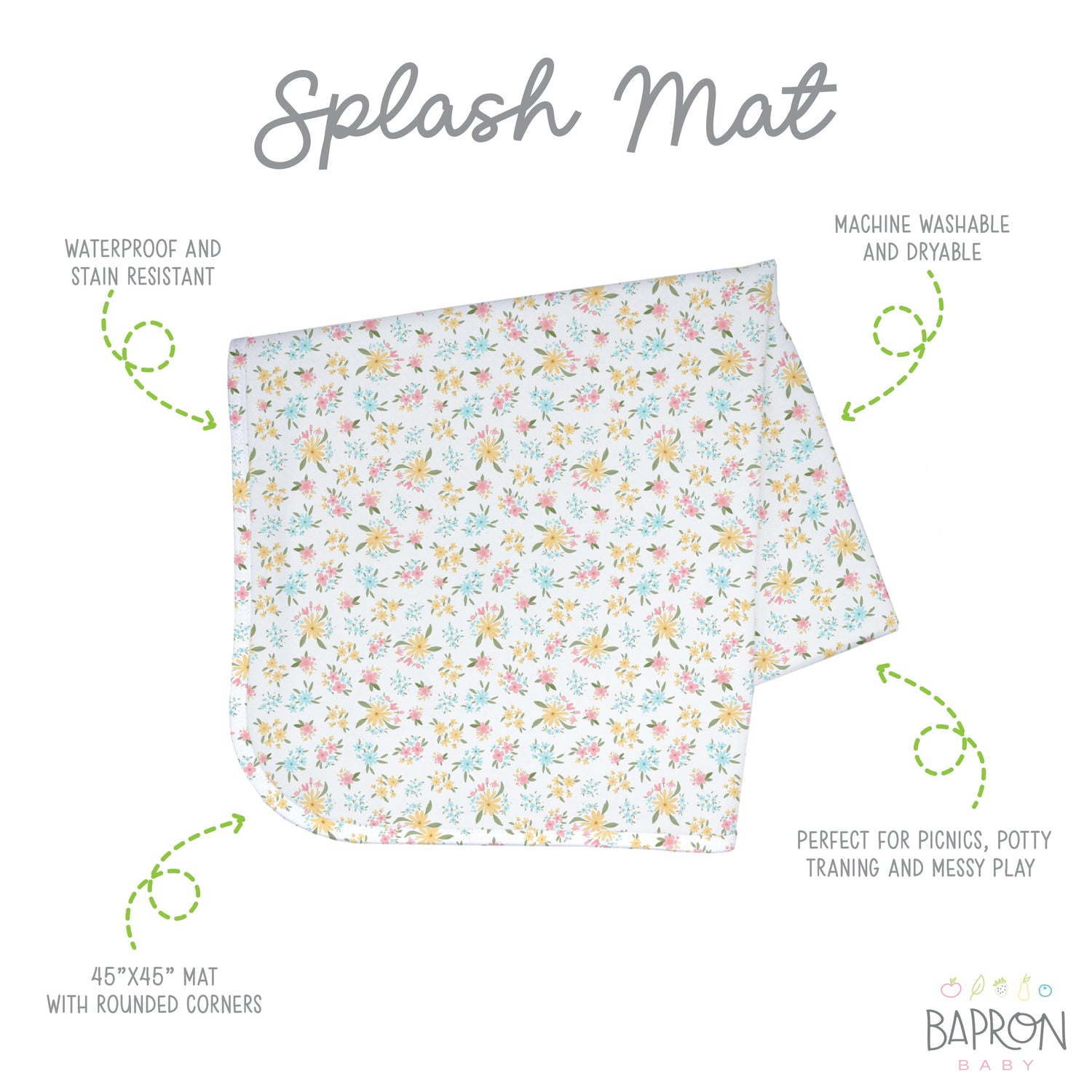 Pastel Floral Splash Mat - A Waterproof Catch-All for Highchair Spills and More! - WERONE