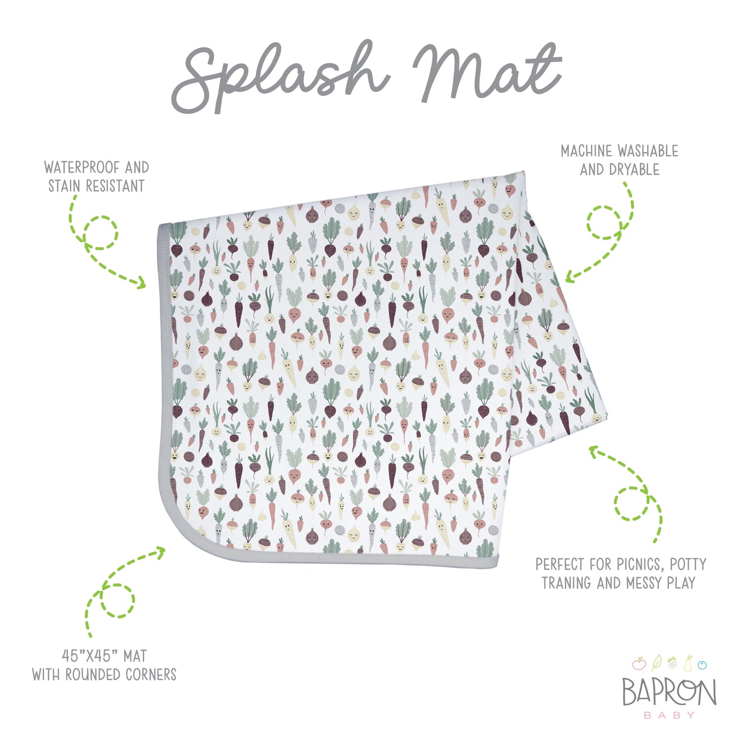 Root Vegetable Splash Mat - A Waterproof Catch-All for Highchair Spills and More! - WERONE