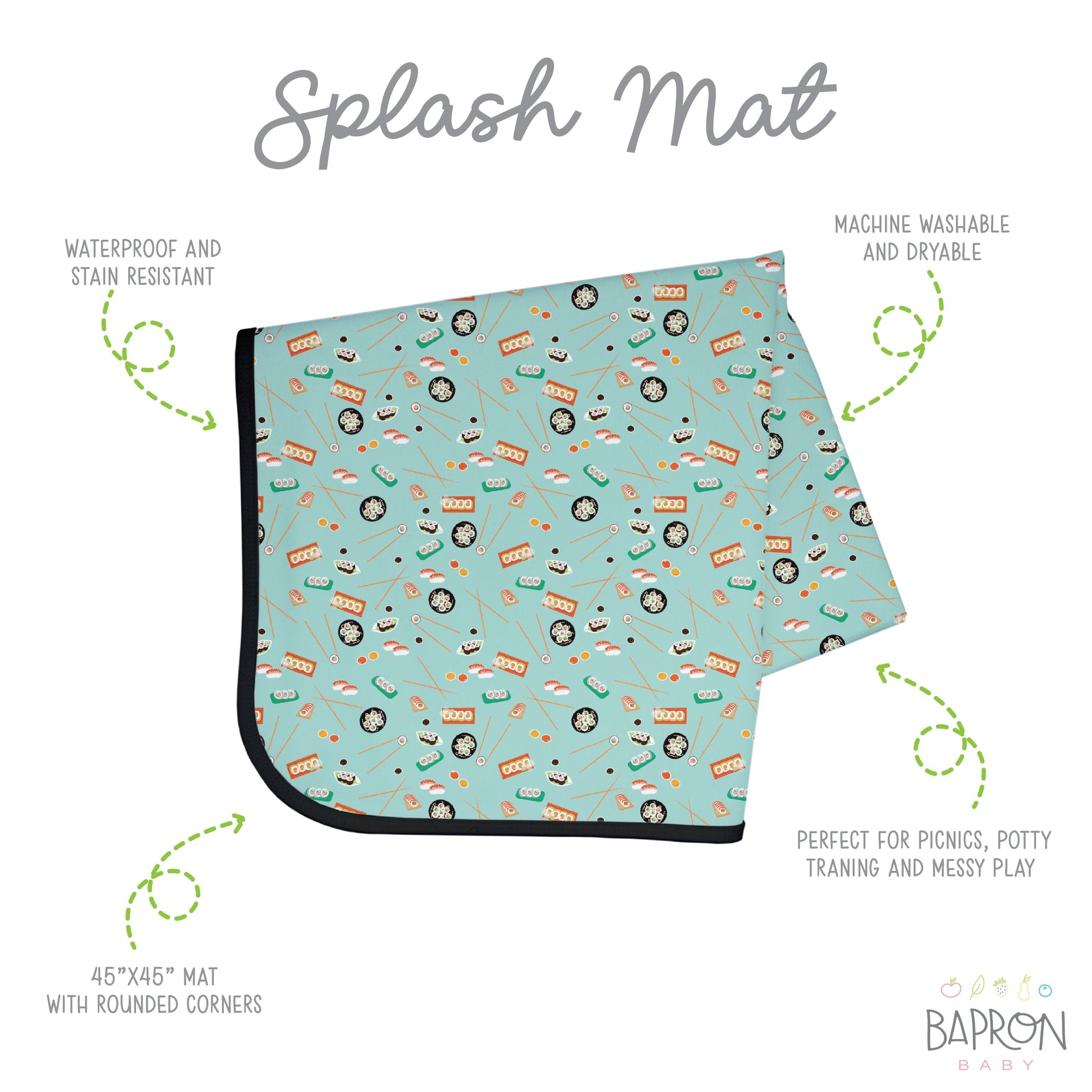 Sushi Splash Mat - A Waterproof Catch-All for Highchair Spills and More! - WERONE